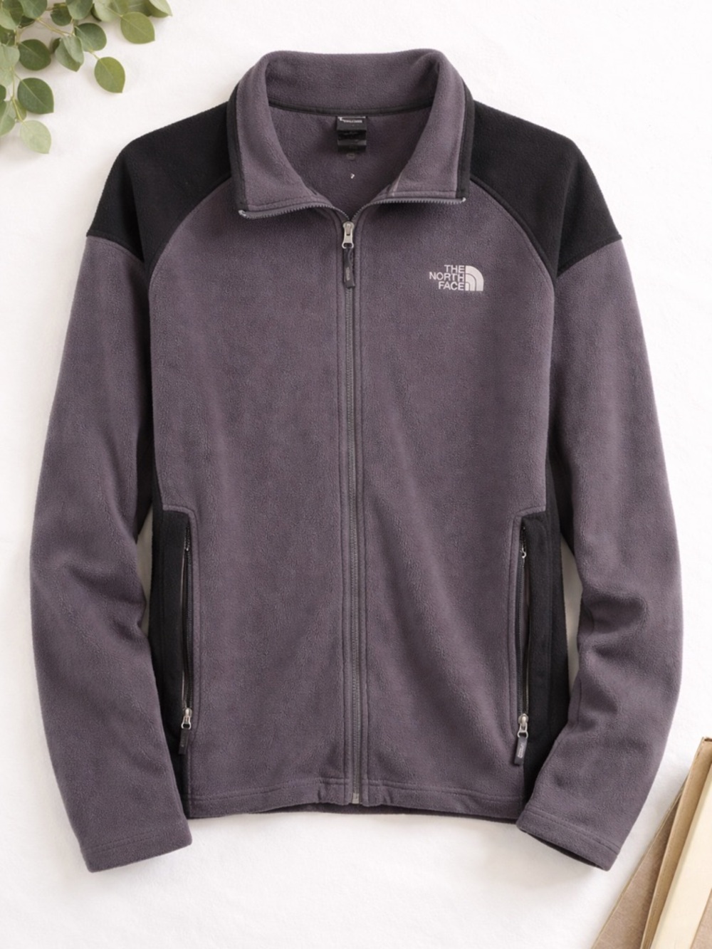The North Face Gray Black Full Zip Fleece Jacket XXL